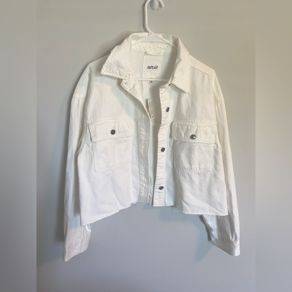 Aerie White Denim Jacket
